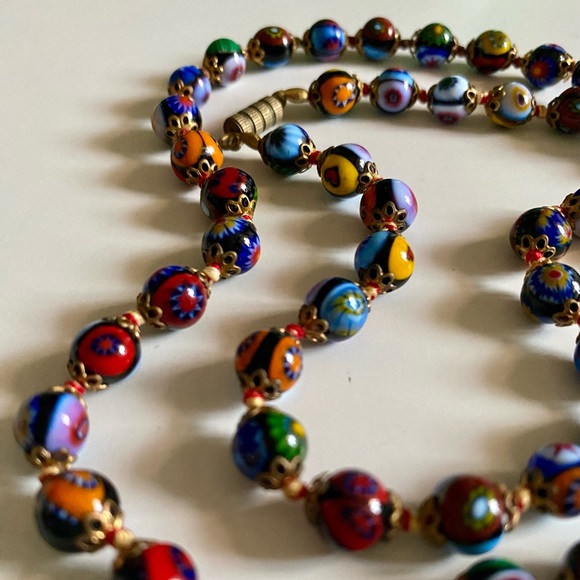 VTG Italian Murano Millefiori Glass Necklace - Picture 8 of 9